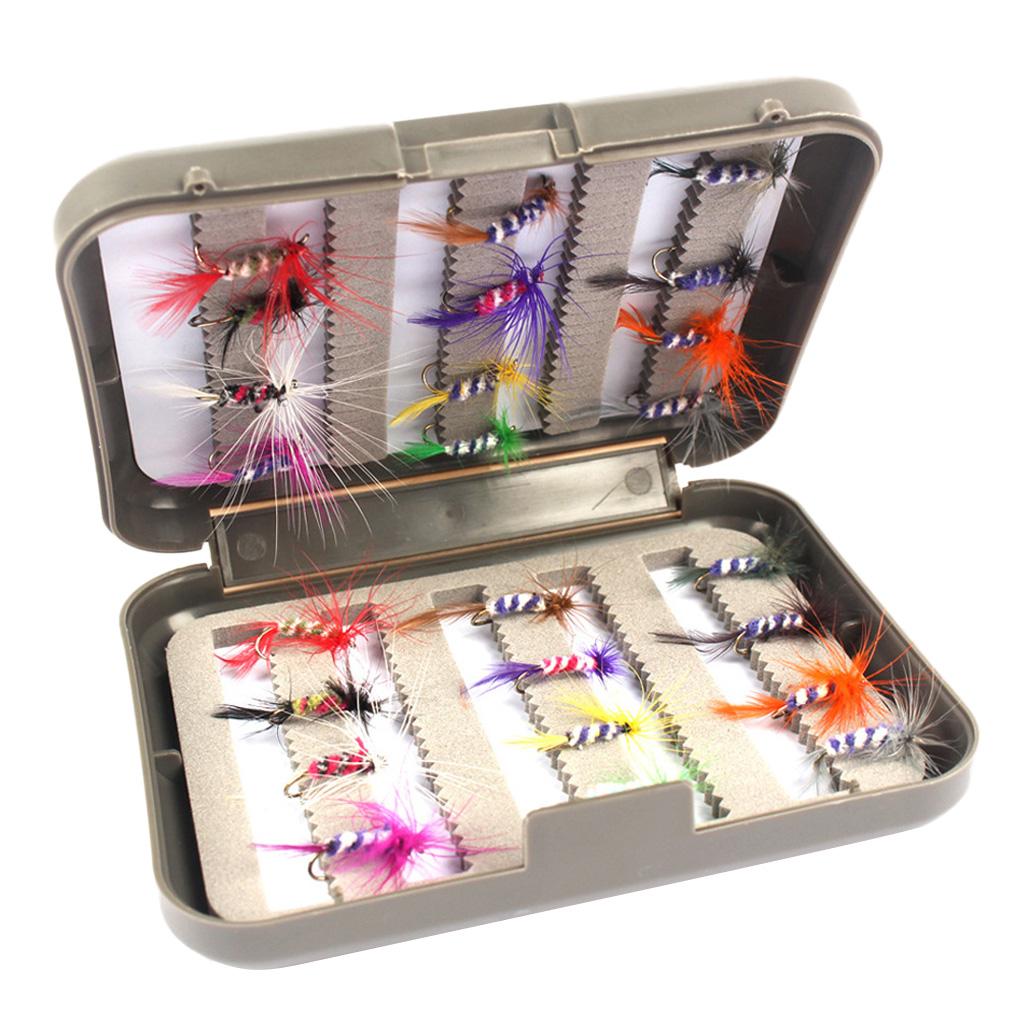 24Pcs Fly Fishing Lure Artificial Insect Nymph Bait Hook Tackle with Case