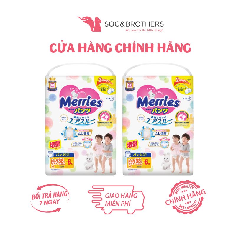 Bỉm quần Merries cộng miếng chính hãng XL38 + 6