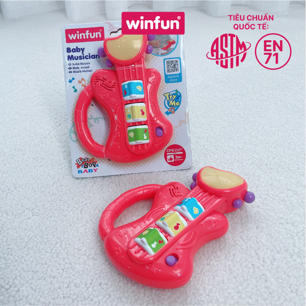 Đồ chơi âm nhạc WINFUN 0641 đàn guitar ghi ta cầm tay mini có đèn nhạc cho bé - cho bé từ 6 tới 24 tháng