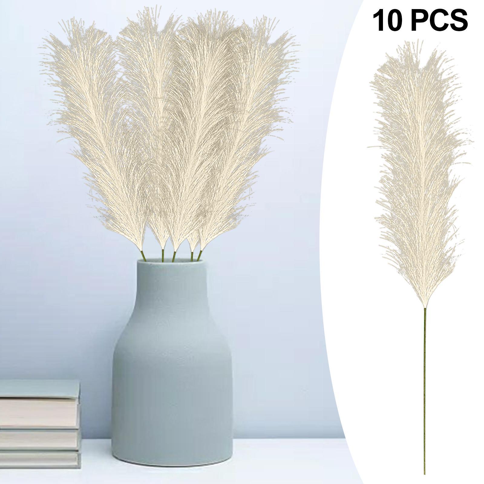 Faux Pampas Grass Bouquet 10pcs 24“/61cm, Natural Artificial Pampas Grass Decor Reed, Boho Wedding Decor, Home Decoration
