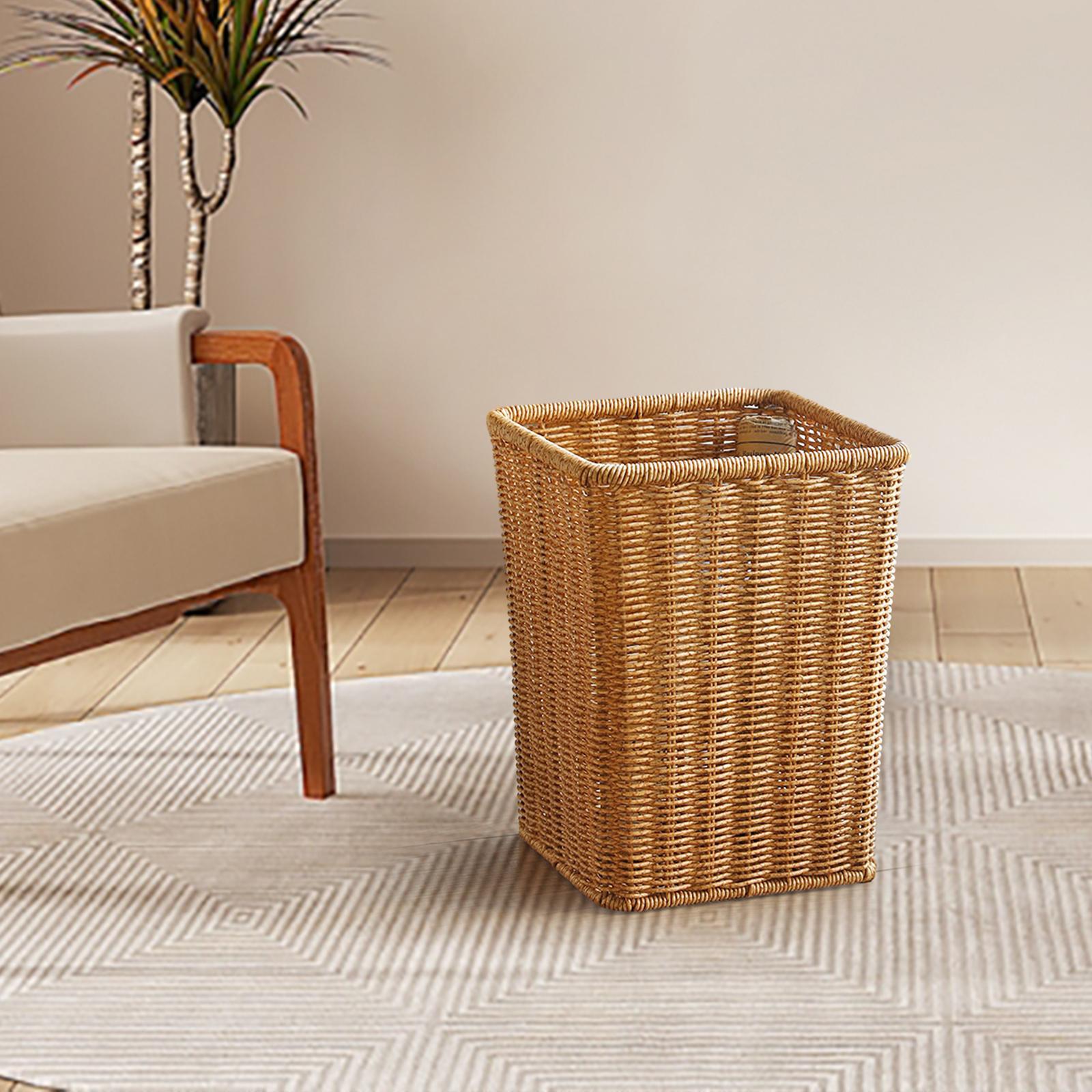 Woven Basket Laundry Hamper Container Bin, Multipurpose Organizer, Laundry Basket Bin Woven Waste Bin for Office Bathroom Laundry Craft Towels