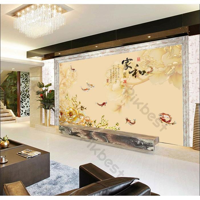 Tranh dán tường Hoa mẫu đơn phong phú, tranh dán tường 3d hiện đại MS629481