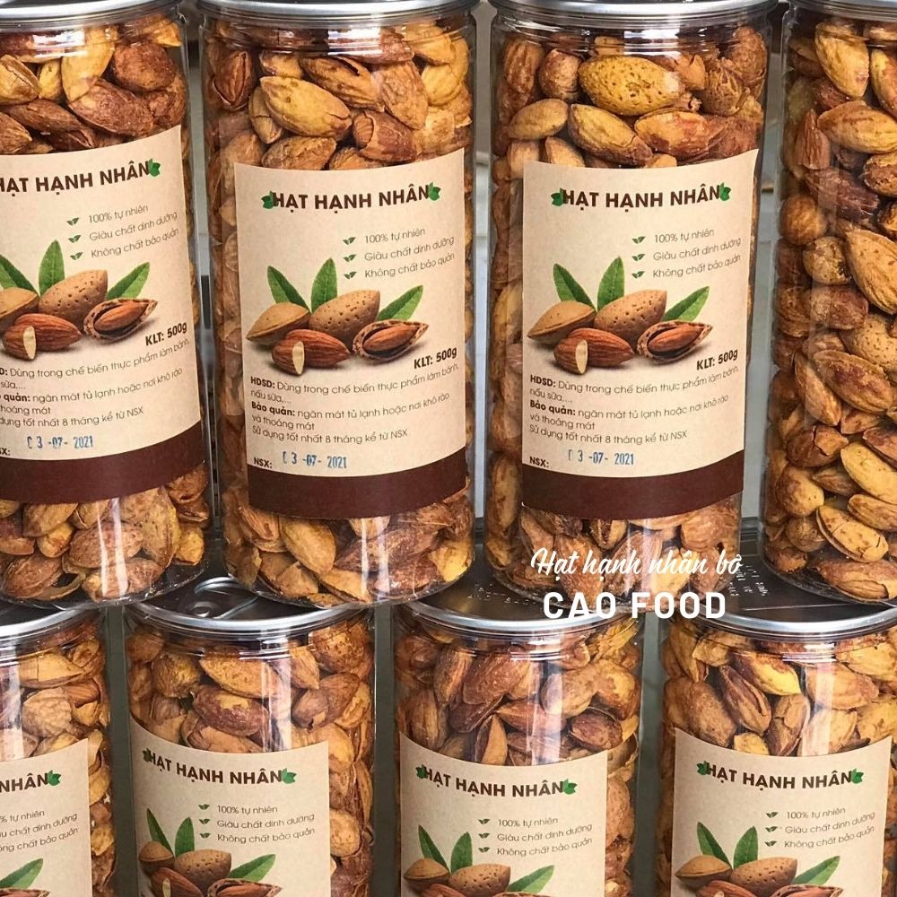 [500GR] Hạt hạnh nhân rang bơ vỏ mỏng CAO FOOD nhập khẩu chính ngạch từ Mỹ, hạt siêu thơm giòn và dinh dưỡng