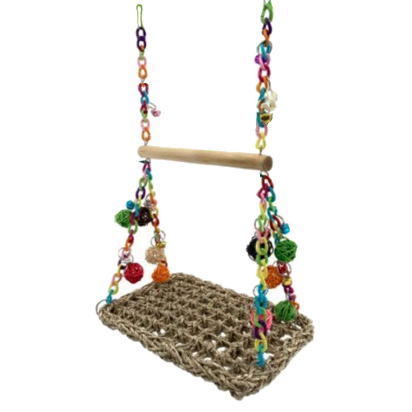 Parrot Swing Perch Bird Toy Parrot Stand Wood Parakeet Chewing Toy