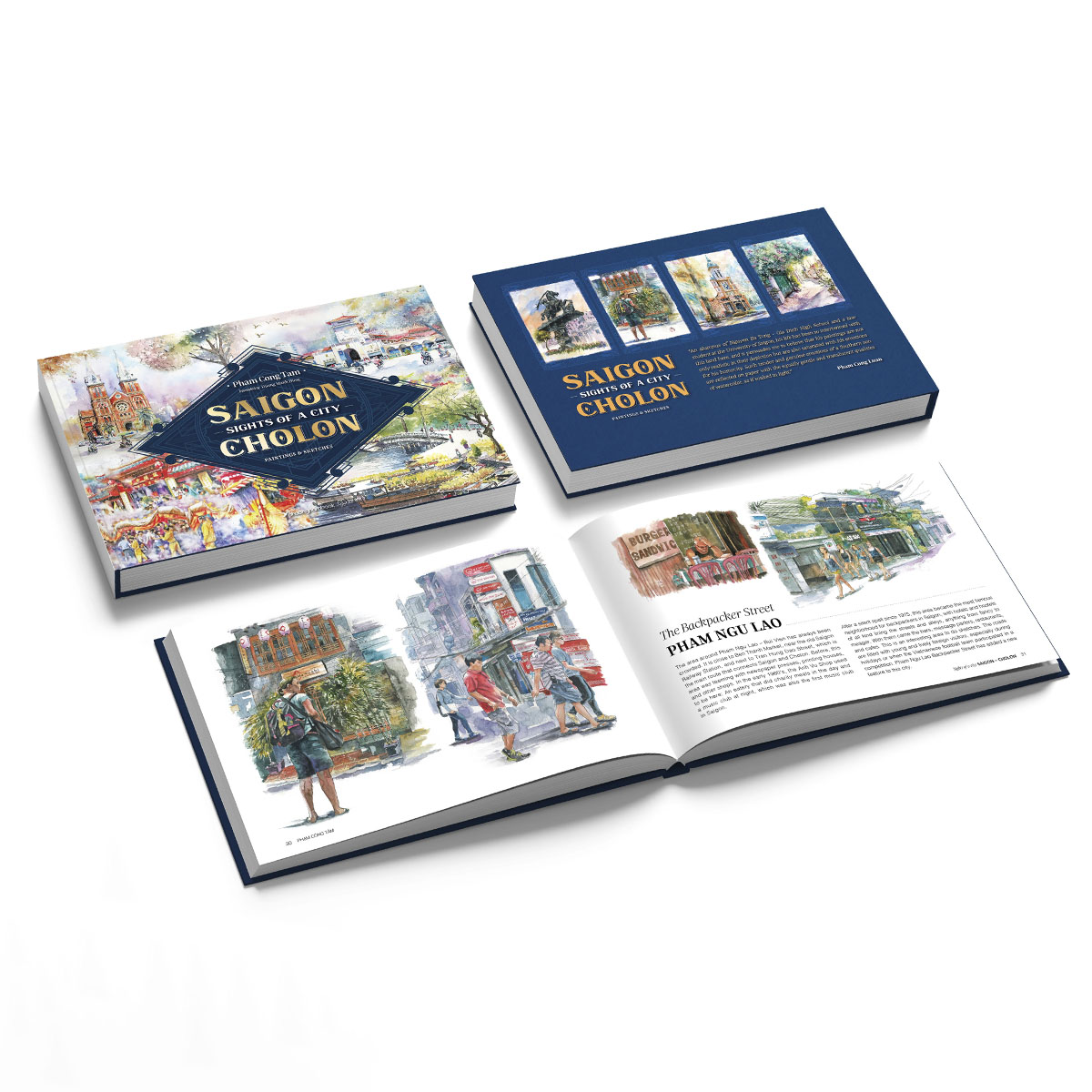 SIGHTS OF A CITY SAIGON - CHOLON - Họa sĩ Phạm Công Tâm - (Sách Tranh &amp; Ký Họa, Ấn Bản Tiếng Anh, bìa cứng)