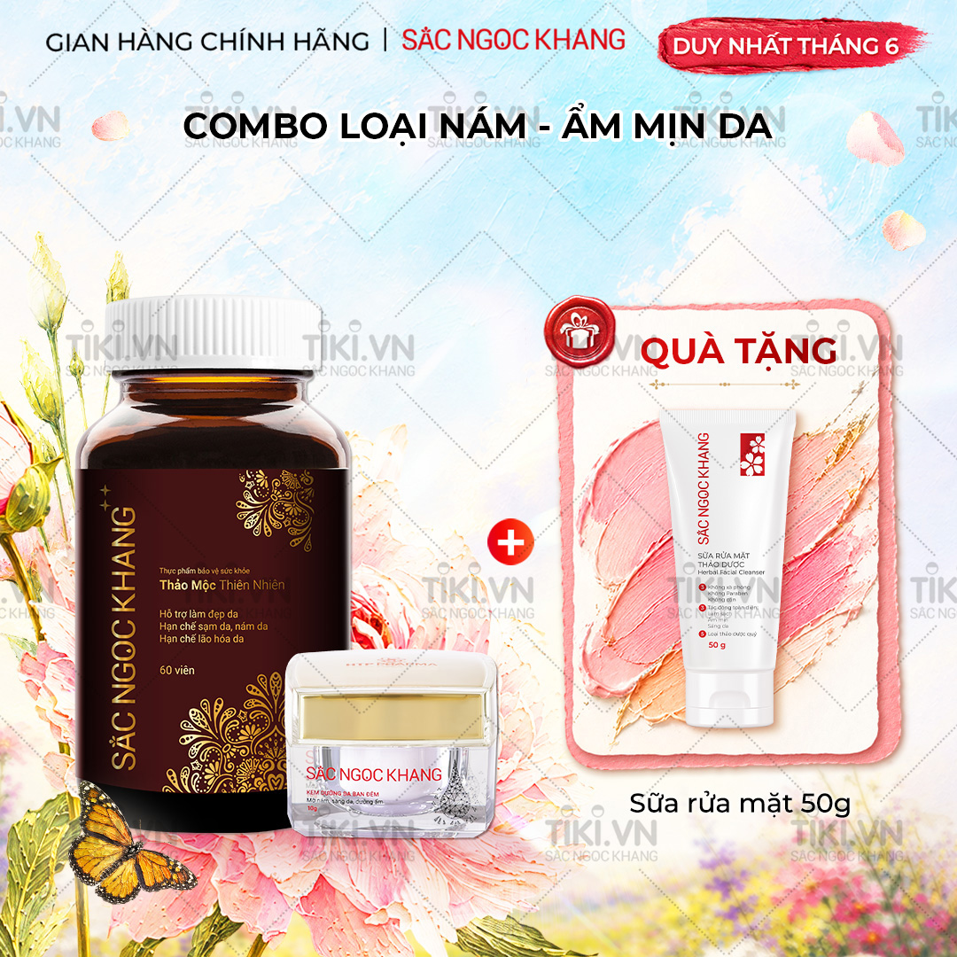 Bộ đôi trong uống - ngoài thoa Sắc Ngọc Khang: Sắc Ngọc Khang ++ (60 viên) + Kem dưỡng da ban đêm 10g