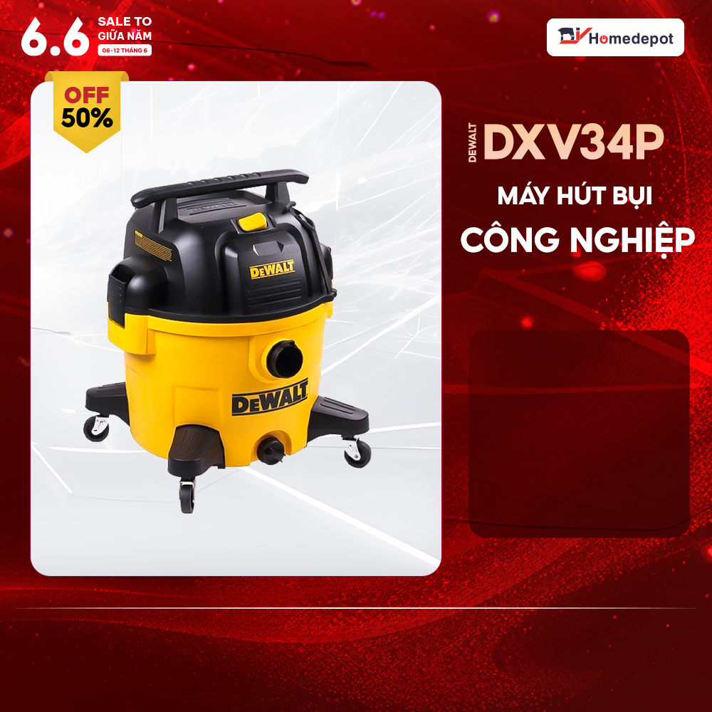 Máy hút bụi công nghiệp 3 chức năng ướt/ khô/ thổi 3750W(5HP) 34L Dewalt DXV34P - Hàng chính hãng