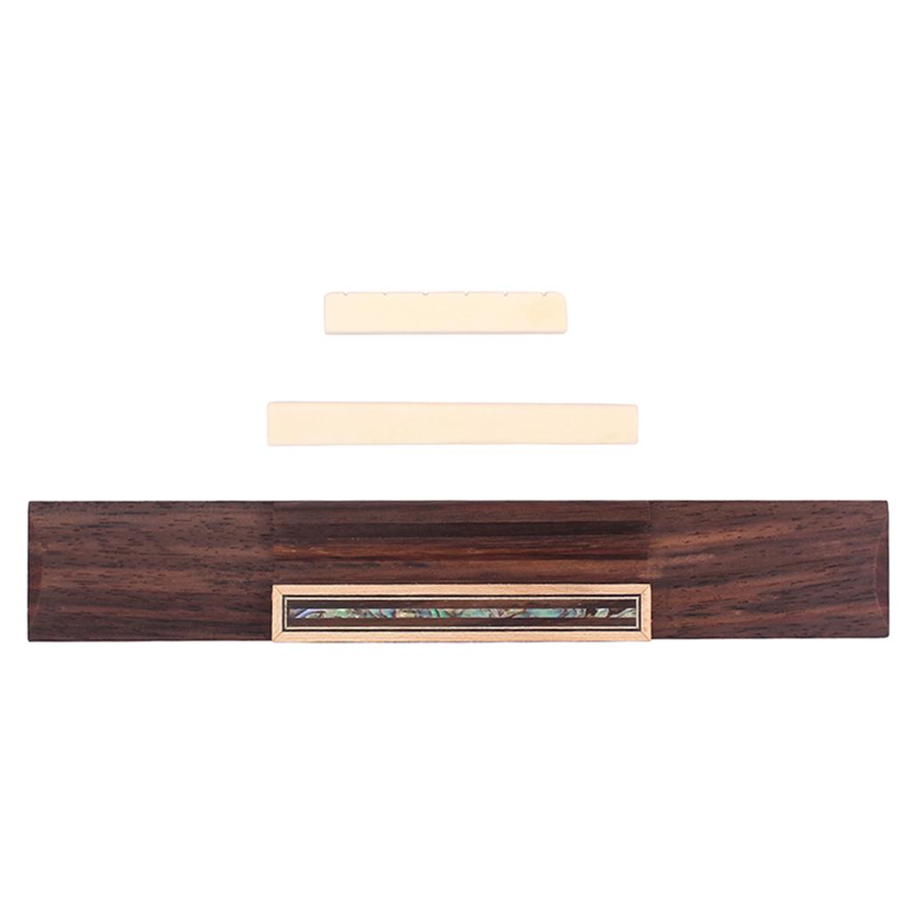 Set of Rosewood Guitar Bridge&Bone Saddle&Bone Nut for Acoustic Guitar Parts
