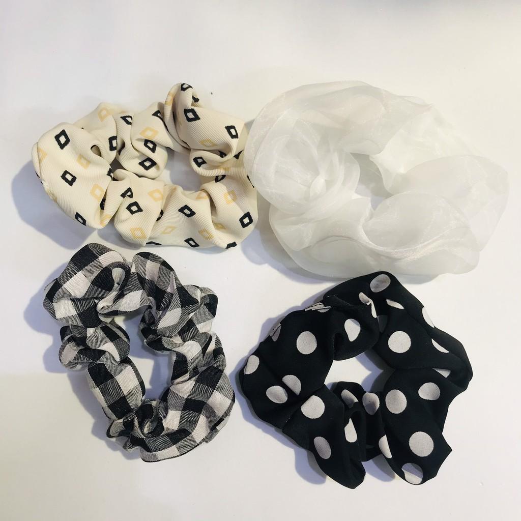 Dây buộc tóc scrunchies đẹp, chun cột tóc vải họa tiết hoa hàn quốc(giao mầu ngẫu nhiên)