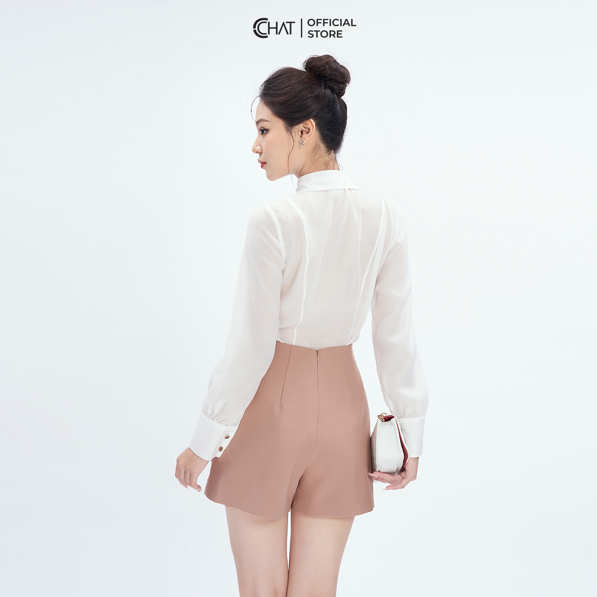 Quần Đùi Nữ  Cạp Liền Vạt Chéo Dáng A Chất Tafta Cao Cấp Mềm Mịn 53ONB2004AT