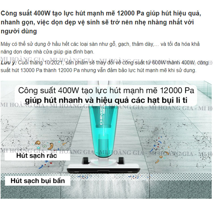Máy hút bụi cầm tay mini Deerma DX118C dung tích bình chứa bụi 1.2L - Hàng chính hãng