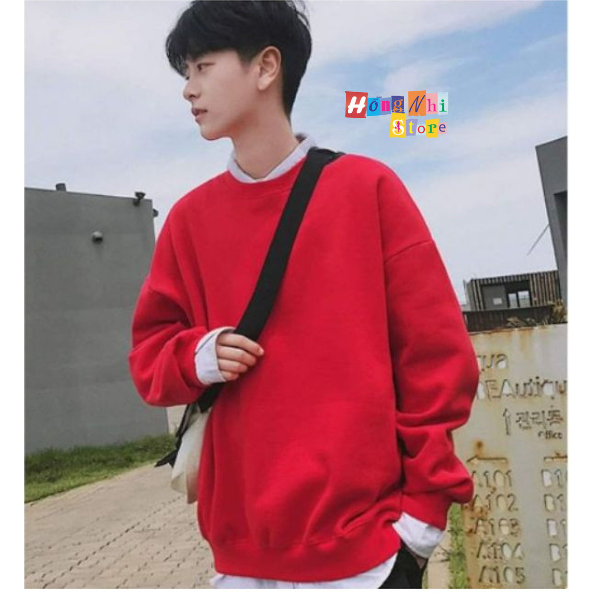 Áo Sweater Trơn Chất Nỉ Lót Bông Màu Đỏ Tươi - Sweater Unisex - MM