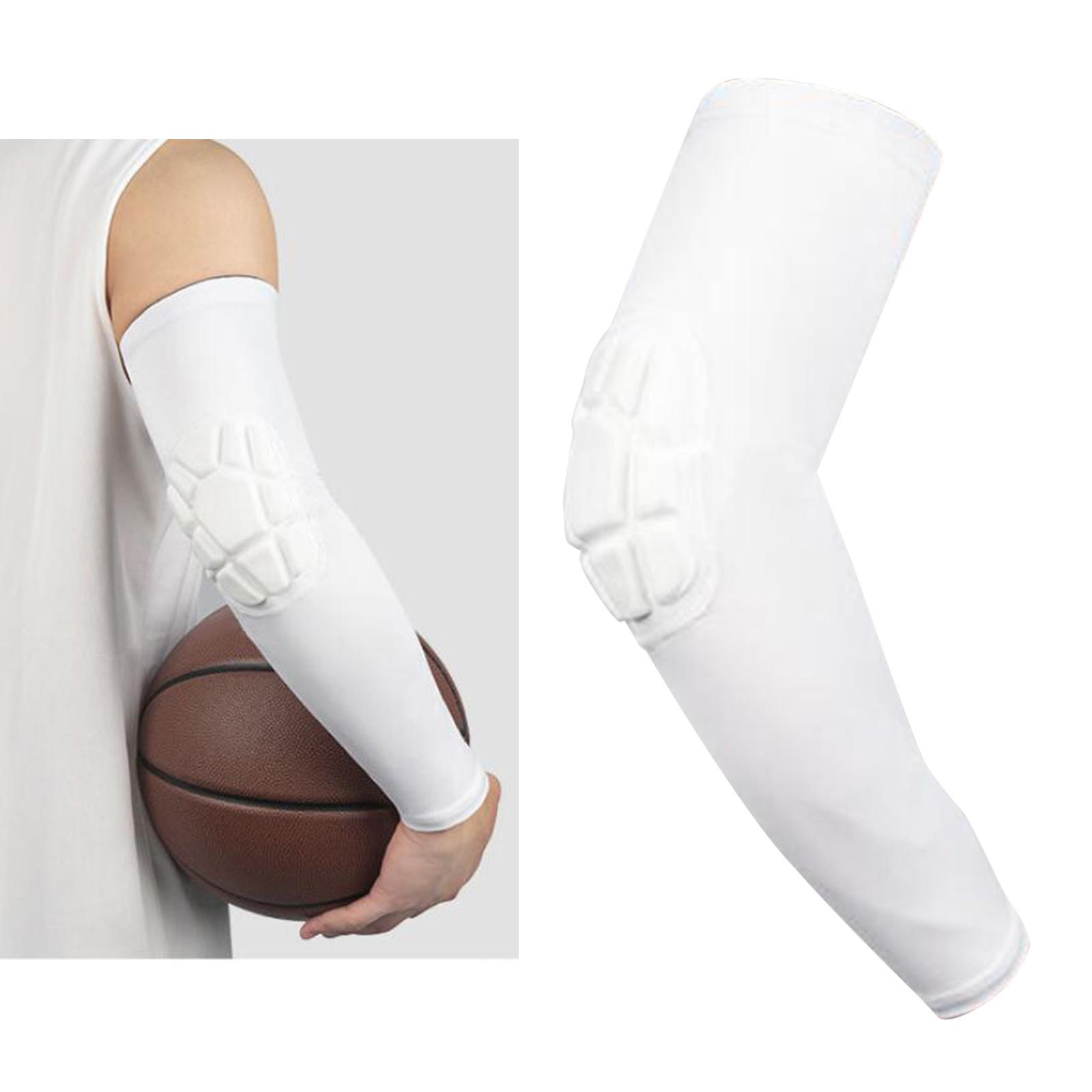 2X Elbow Support Compression Honeycomb Pad Joint Arm Sleeve Sport White L