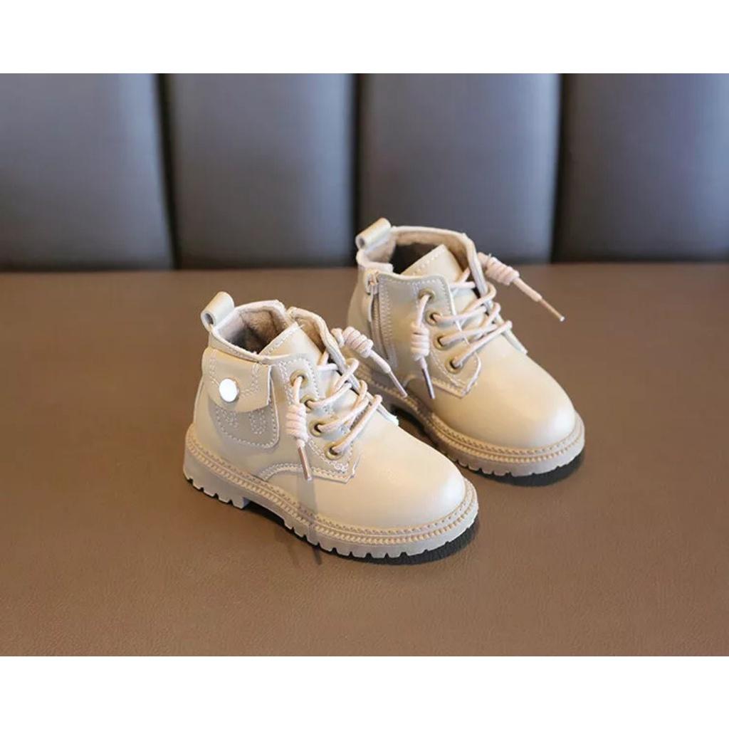 Giày dép trẻ em, Bốt da cho bé trai bé gái mang phong cách Hàn Quốc size 26-33 hàng nhập Quảng Châu cao cấp
