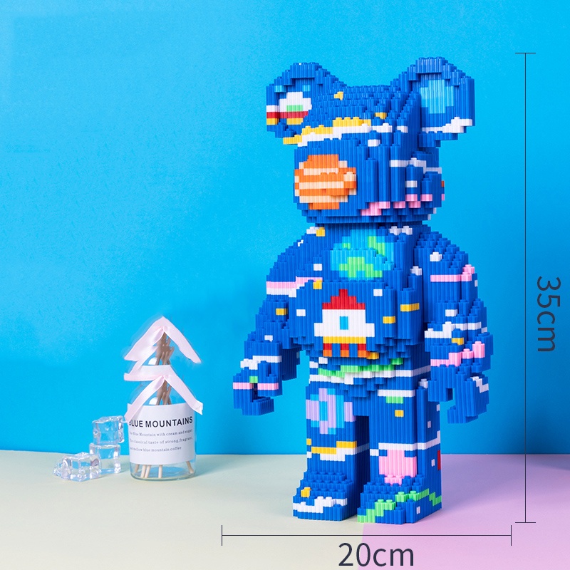 Mô hình láp rắp gấu -BEARBRICK nhiều màu đồ chơi bộ xếp hình gấu thông minh cho bé