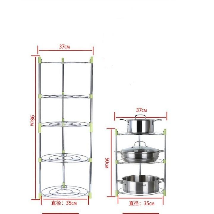 KỆ ĐỂ XOONG NỒI CHẢO 5 TẦNG INOX DÀY DẶN