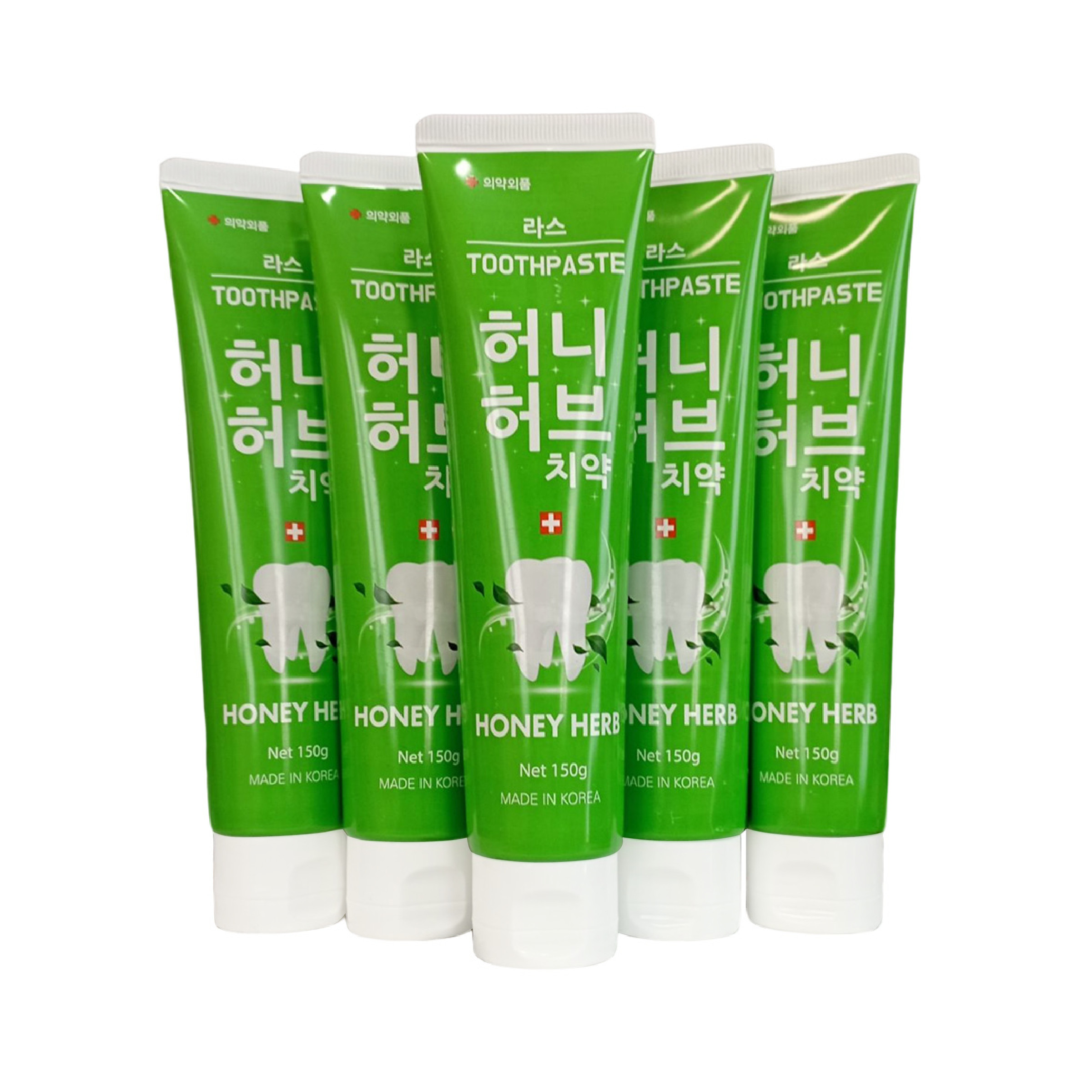 Set 5 kem đánh răng Hàn Quốc Lath Honey Herb, khử mùi hôi miệng, giảm viêm nướu 150g x 5