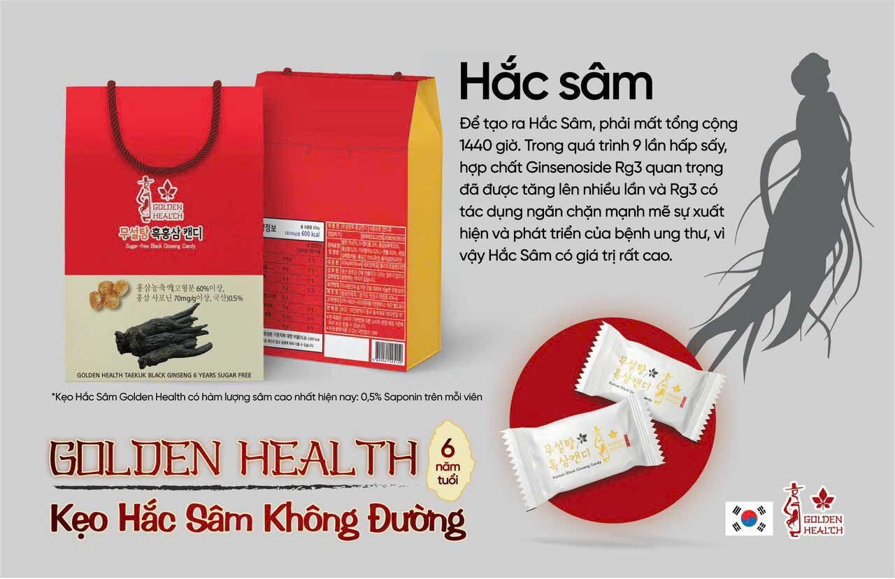 Kẹo Hắc Sâm Hàn Quốc Golden Health - Giỏ xách 200g