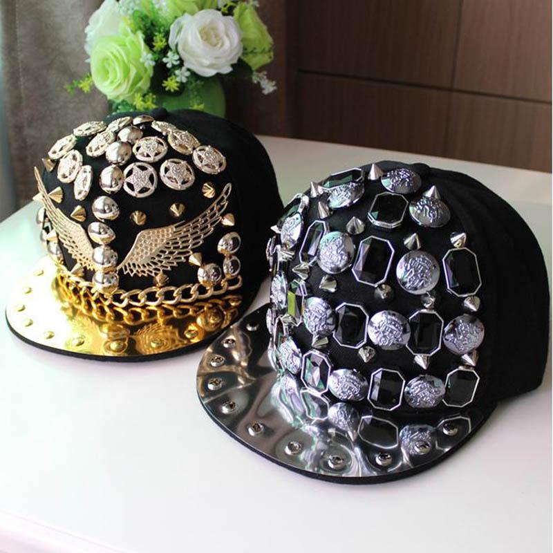 2018 Châu Âu Kim Loại Punk Trẻ Em Mũ Lưỡi Trai Bóng Chày Đinh Tán Trẻ Em Mũ Nón Hiphop Snapback Dành Vị Trí Nắp Cha Mẹ-mũ Trẻ Em