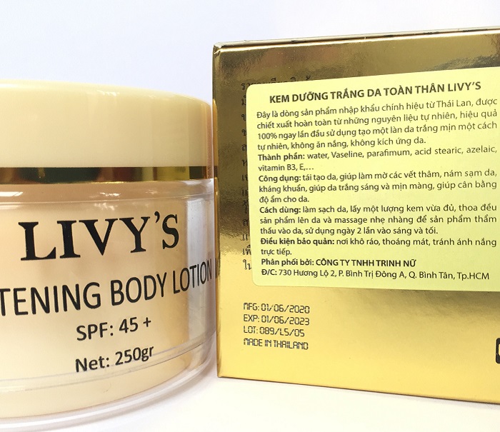 KEM BODY DƯỠNG TRẮNG DA TOÀN THÂN LIVY  SPF 45+