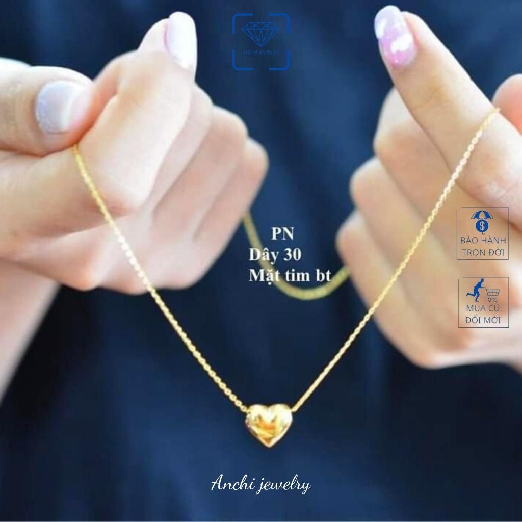 Vòng cổ nữ mặt tim vàng nhỏ khắc tên miễn phí 10k, Anchi jewelry