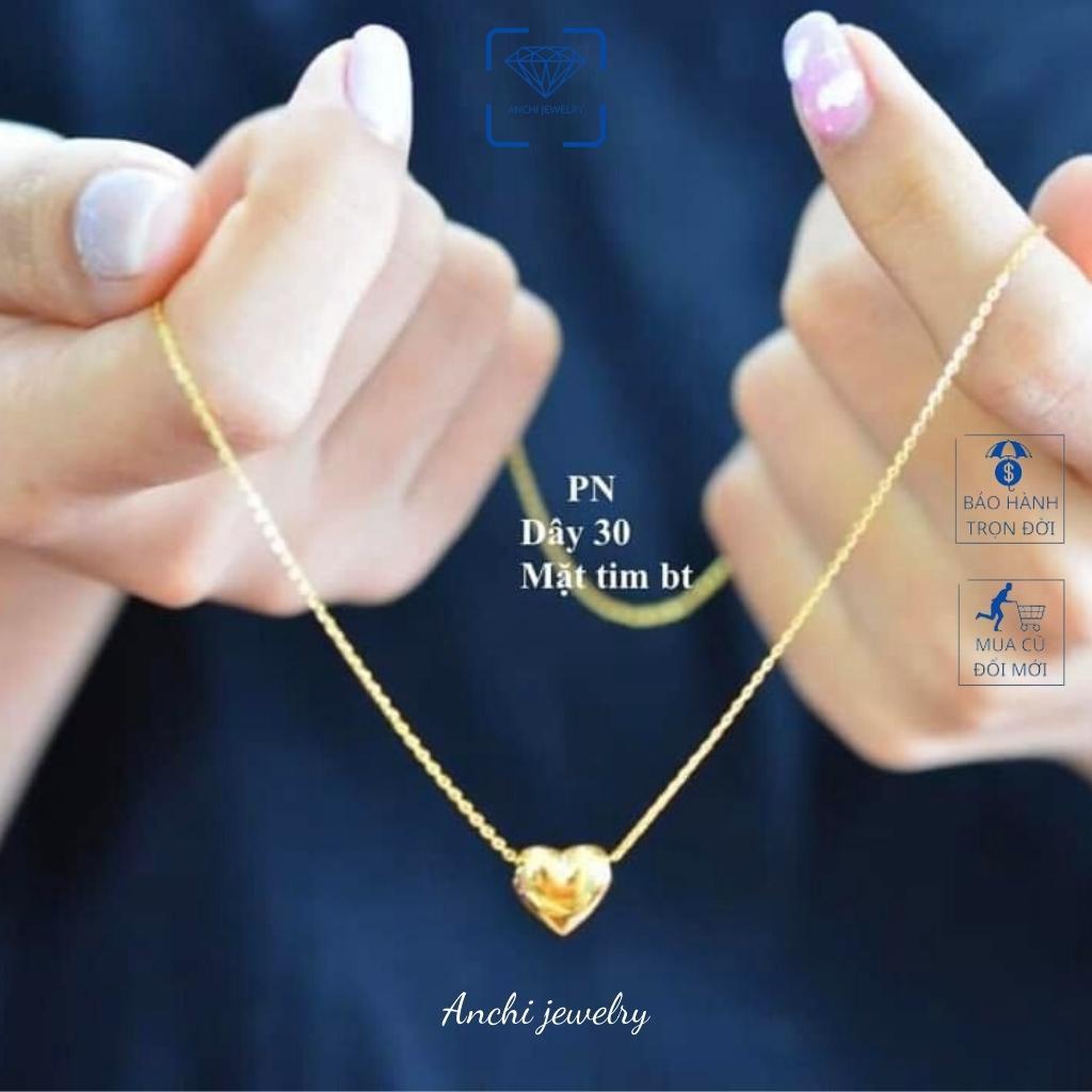 Dây chuyền nữ vàng mặt tim nhỏ 10k khắc tên miễn phí, Anchi jewelry