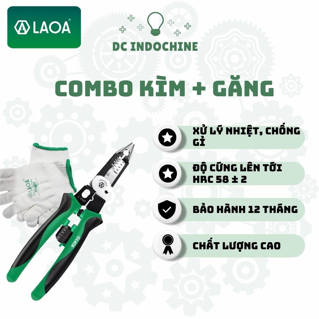 Kìm điện, kìm mỏ nhọn đa năng (combo), hàng LAOA chính hãng, chất lượng cao, tiện dụng