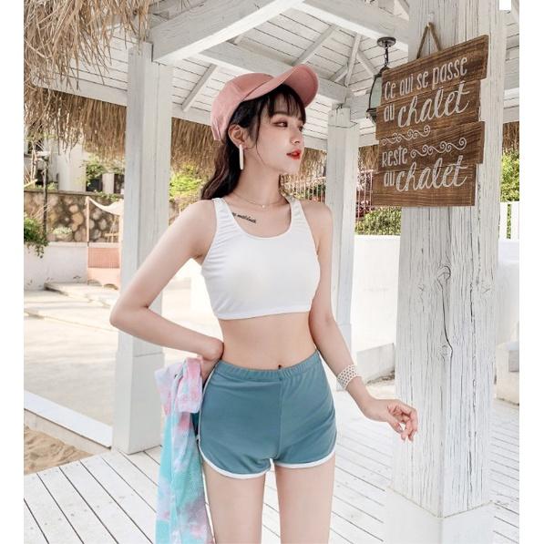 Bộ đồ bơi nữ áo lưới 3 mảnh chất đẹp phong cách thể thao kín đáo