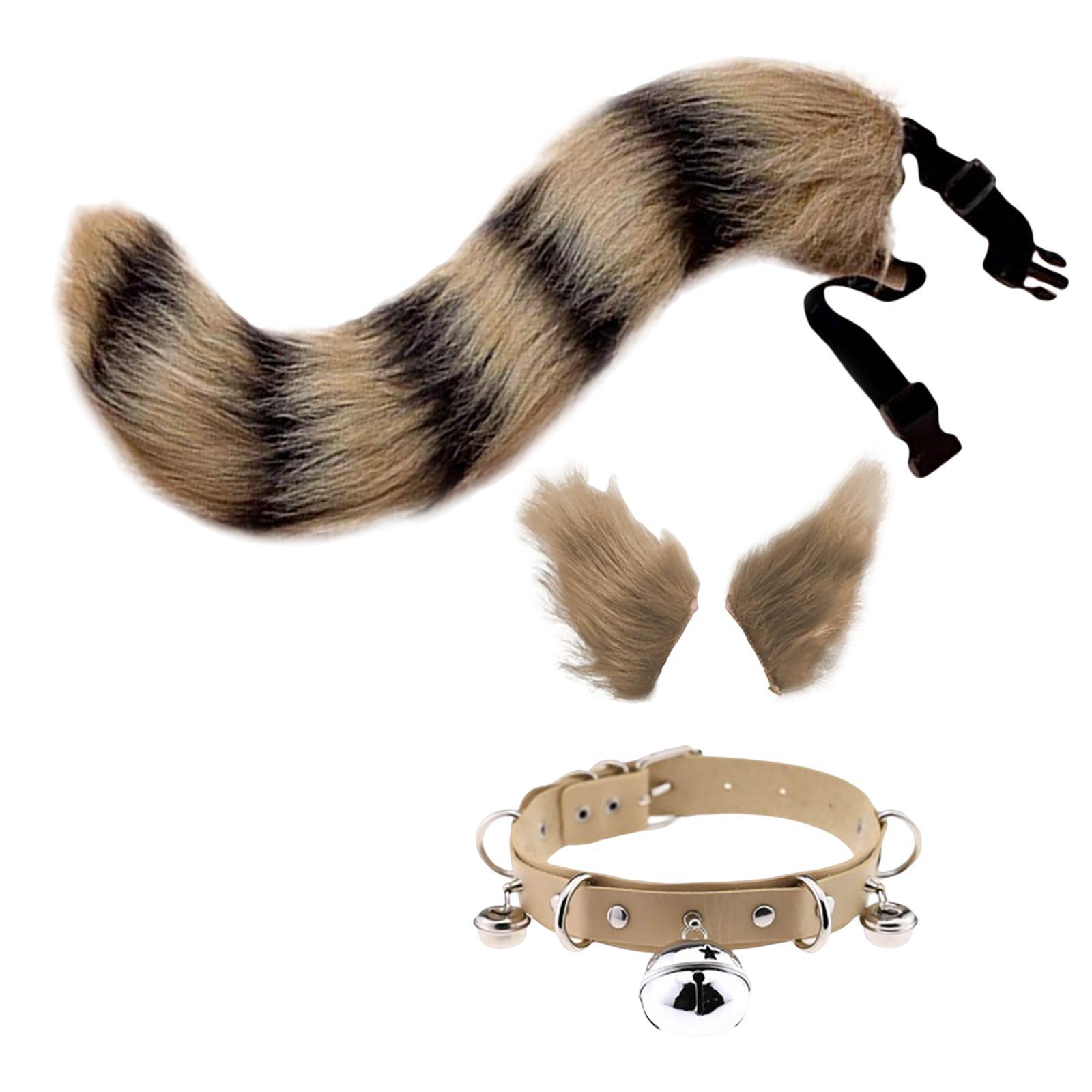Cosplay Costume Set Fur Cat Ears Long Tail for Role Play Masquerade