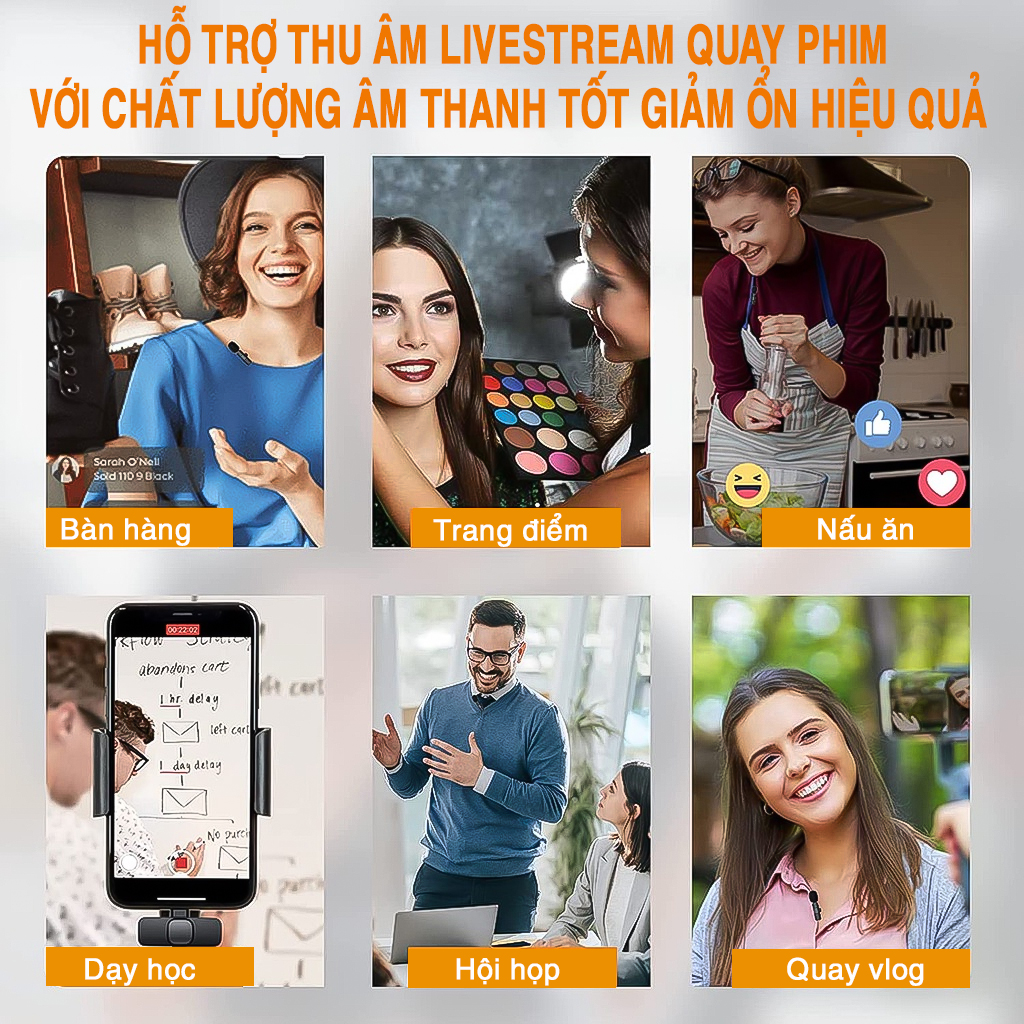 Vinetteam Micro thu âm cài áo không dây hỗ trợ quay tiktok, video, livestream có cả công type c và cổng cho aiphone - hàng chính hãng