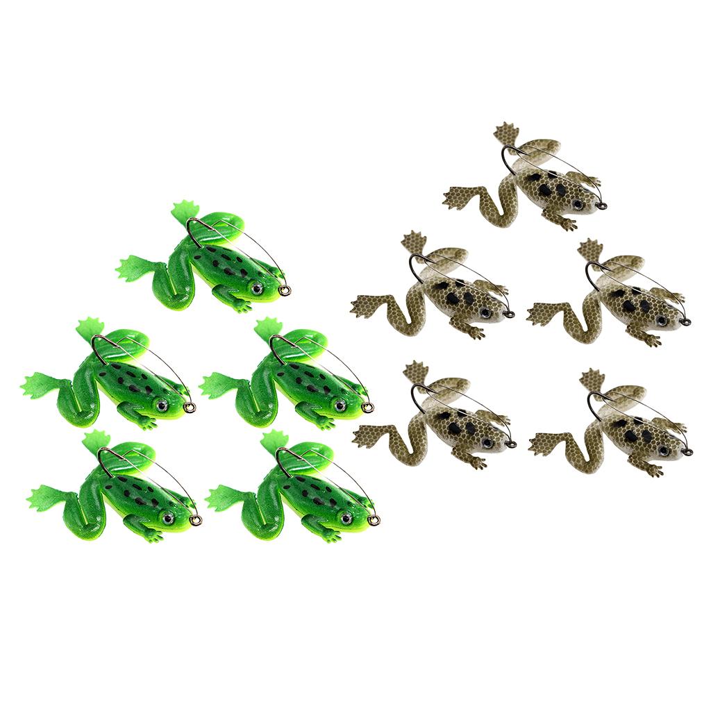 5pcs Frog Fishing Lures Soft Topwater Frog Crankbait with Hook Green