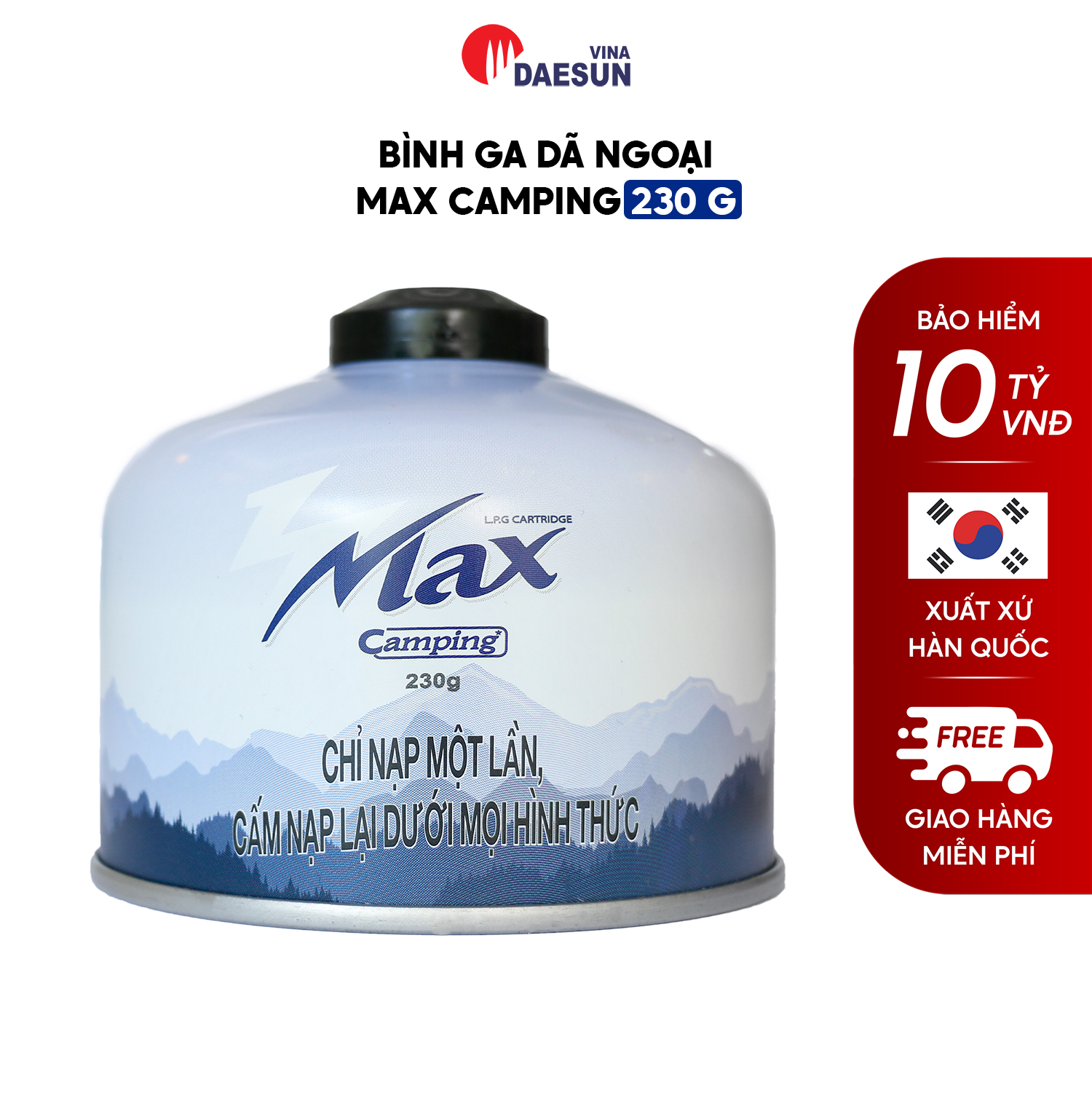 Bình Ga Dã Ngoại Max Camping 230g - Hàng Chính Hãng | Phù Hợp Đi Du Lịch, Dã Ngoại, Cắm Trại