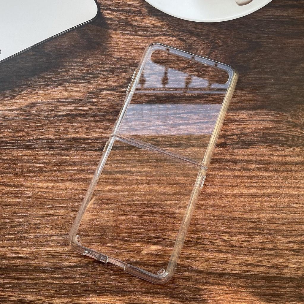 Ốp lưng nhựa cứng PC trong suốt viền dẻo chống sốc cho Samsung Galaxy Z Flip