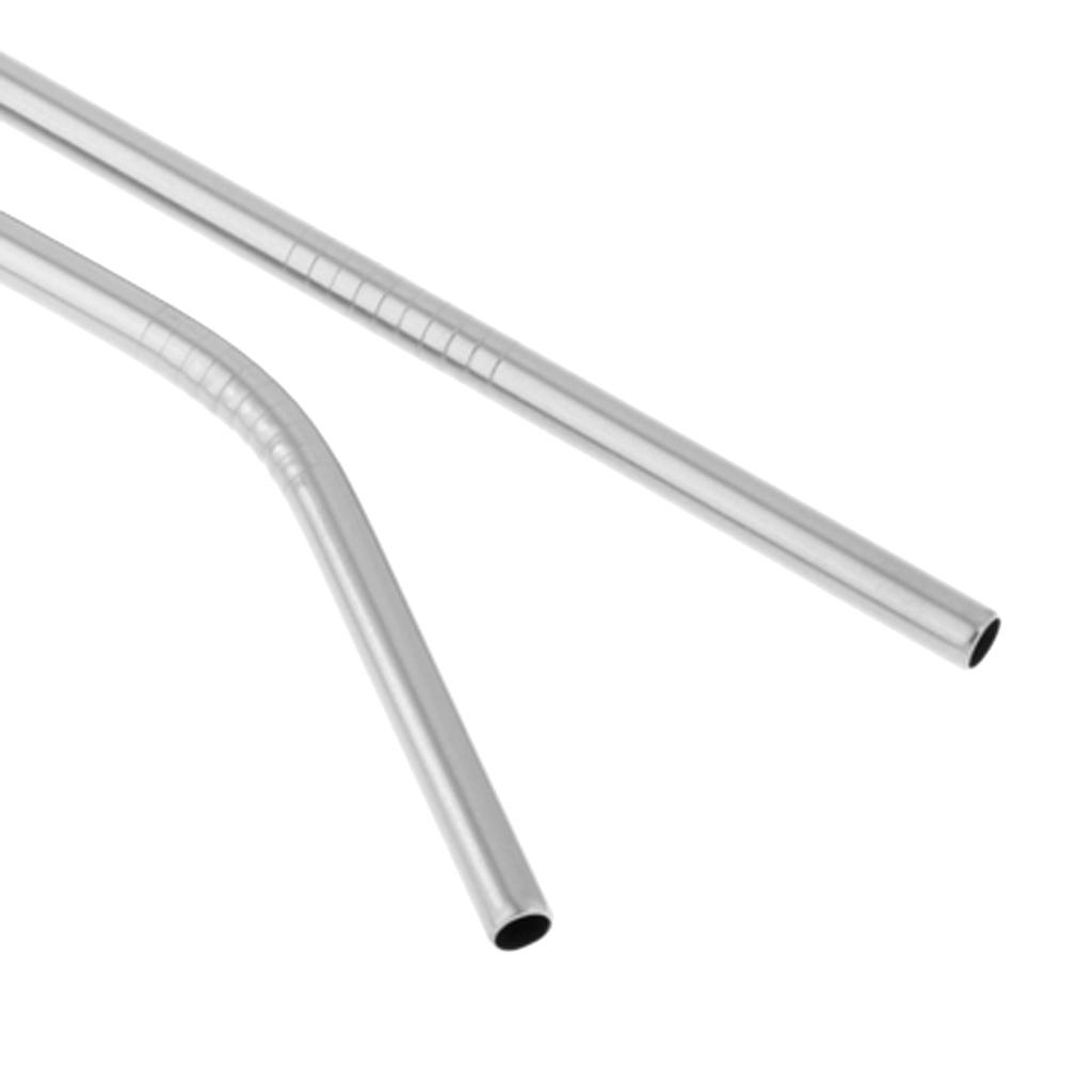 2pcs Stainless Steel Drinking Straw Sucker Straight Bent Set for Party Tumbler Glasses Tea Cup