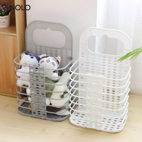 Bộ Sọt Giỏ Đựng Quần Áo Vật Dụng Treo Tường Chất Liệu Nhựa PP Có Thể Gấp Gọn Tiện Dụng - MÀU TRẮNG - Hàng Chất Lượng
