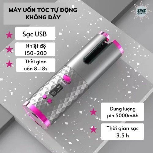 Máy Uốn Tóc Tự Động Không Dây Màn Hình LED (Cáp sạc USB)