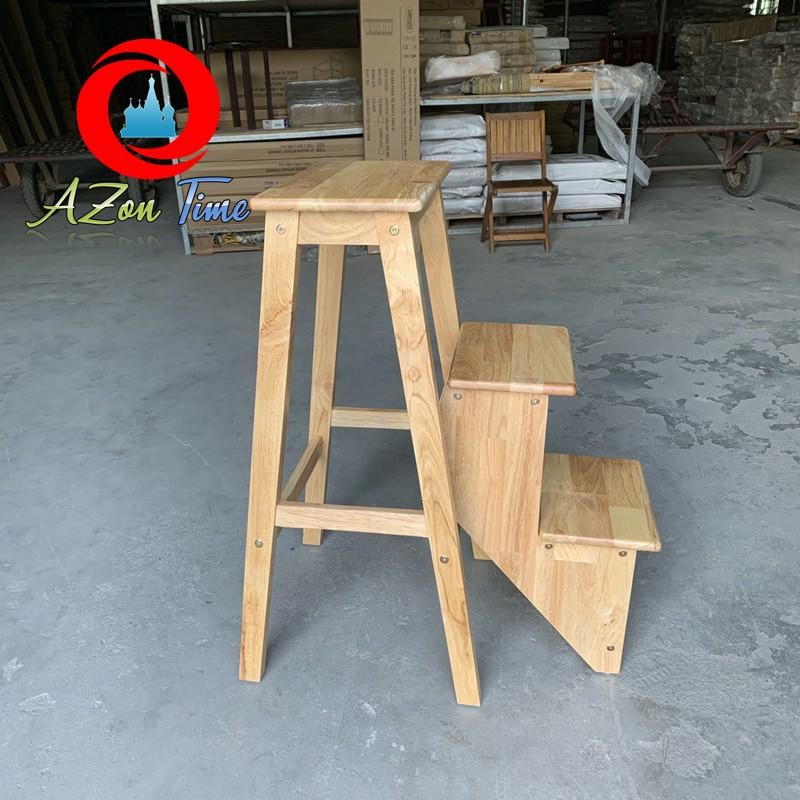 Ghế Đa Năng 3 Bậc Xếp Gọn, Ghế Thắp Nhanh Gỗ Cao Su Cao 85cm - Azonshop