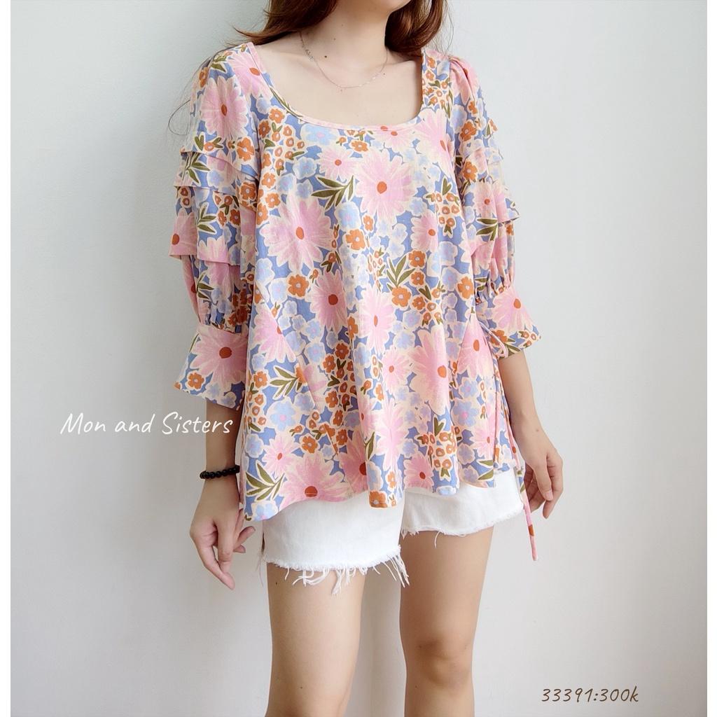 Áo cổ vuông tay phồng cao cấp -- 33389