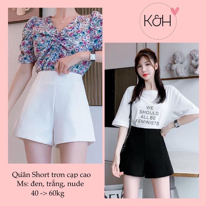 Quần đùi vải cạp cao khóa giữa phong cách ulzzang cho nữ, quần short cạp khóa sau KH508