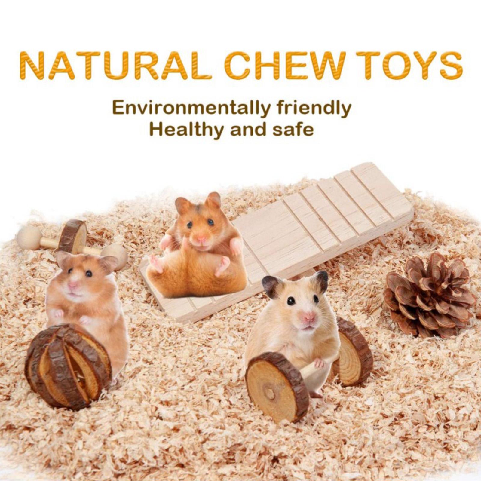 10pcs Wooden Hamster Chew Toy Gerbil Rat Guinea Pig Chinchilla Unicycle