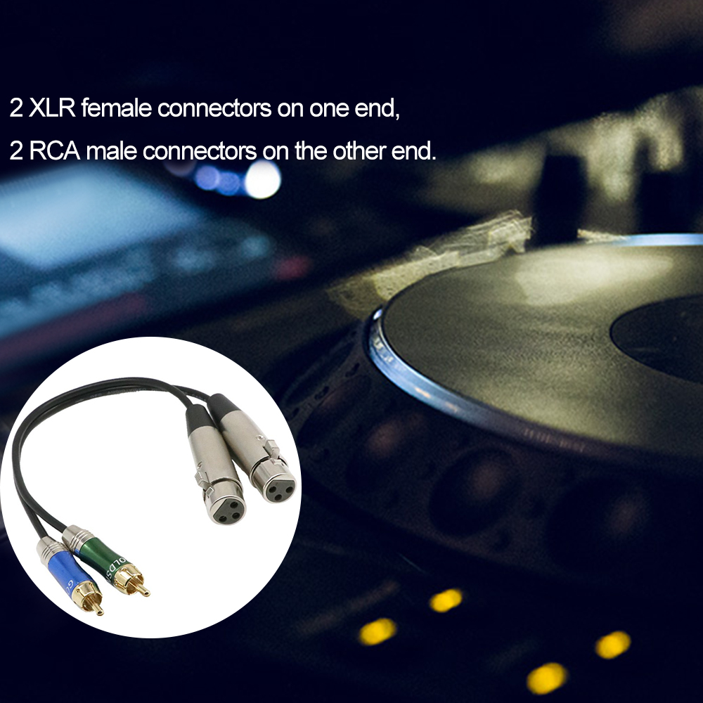 Dây Cáp Âm Thanh Từ Dual Xlr Female Tới Dual RCA Male Patch, Màu Đen