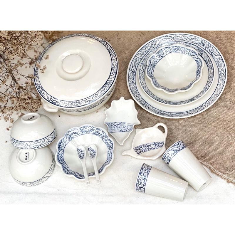 Set bát đĩa 10-14 món. Gốm sứ Bát Tràng.