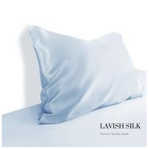 ( Màu mới )Trọn Bộ Ga Gối Lụa Kèm Chăn Sẵn Ruột + Tặng Bộ Quà Tặng Lavish Silk Cao Cấp - Xám Ánh Xanh