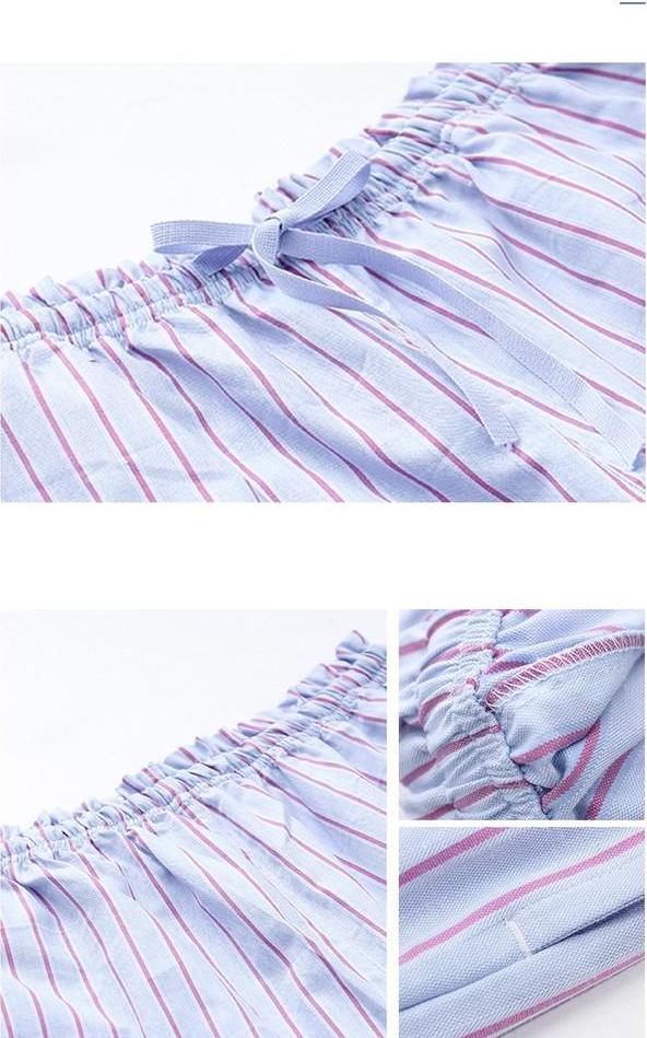 Quần mặc nhà cotton dáng suông kẻ sọc