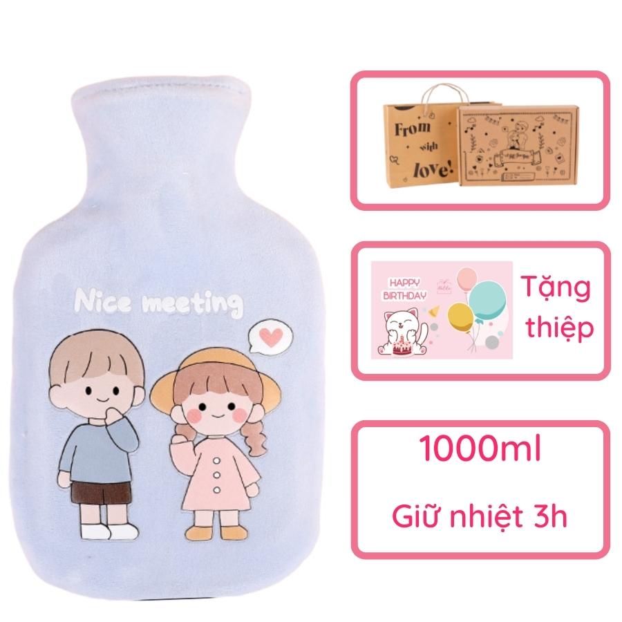 Túi chườm nóng bụng kinh HATITA 1000ml phiên bản LOVE YOU, món quà ý nghĩa tặng bạn gái ngày dâu