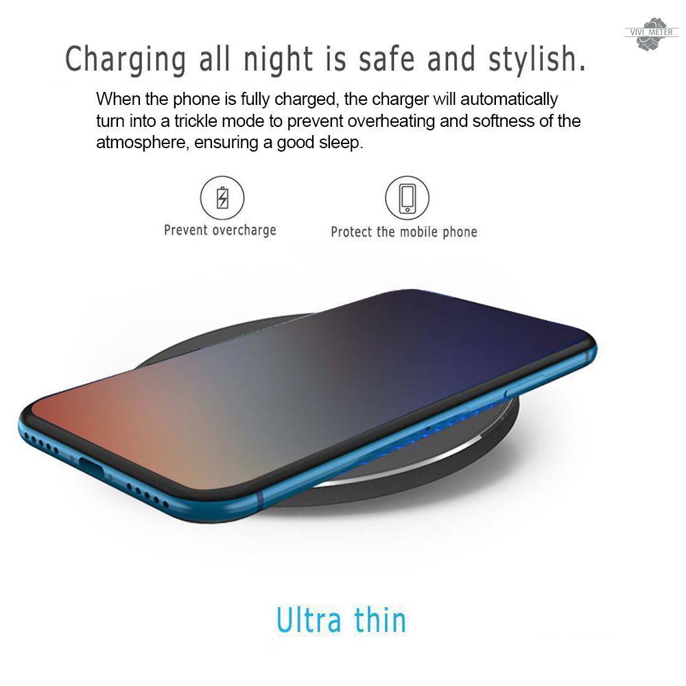 Đế Sạc Không Dây Qi Hình Tròn Bằng Hợp Kim Nhôm Siêu Mỏng 10w Thông Dụng Cho Điện Thoại