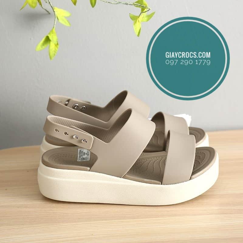 SANDAL NHỰA ĐI MƯA BOOKLYM LOW CAO 5CM ĐẾ XUỒNG MÀU BE