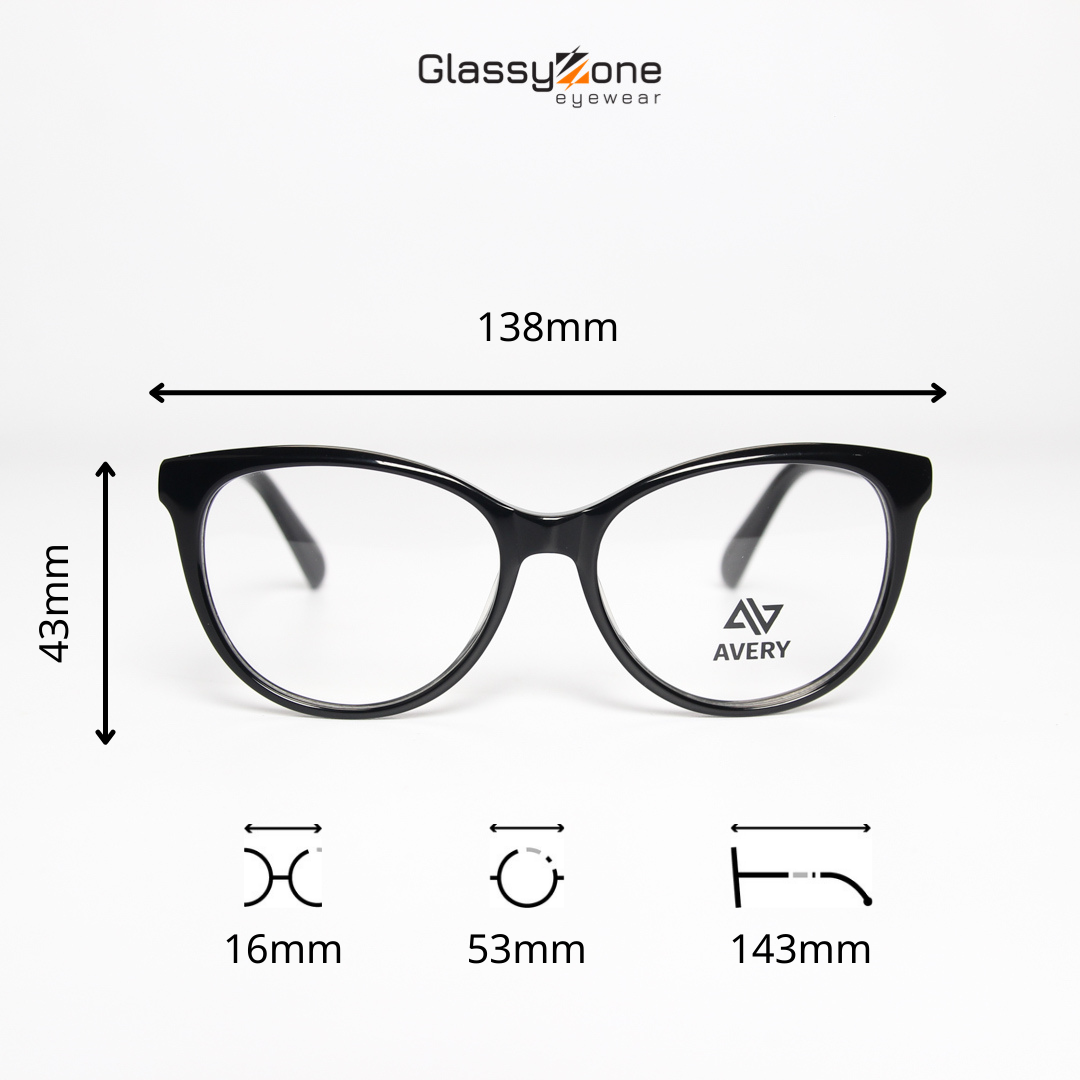 Gọng kính cận, Mắt kính giả cận Acetate Form mắt mèo Nữ Avery 21100 - GlassyZone