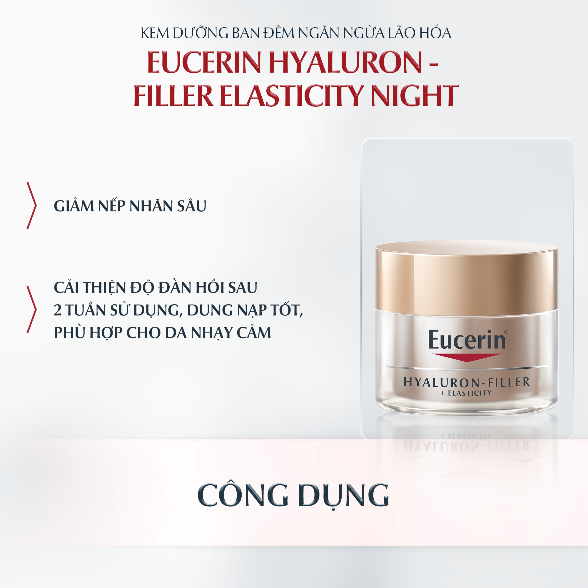 Kem dưỡng đêm giảm nếp nhăn sâu &amp; chảy xệ Eucerin Elasticity Night 50ml