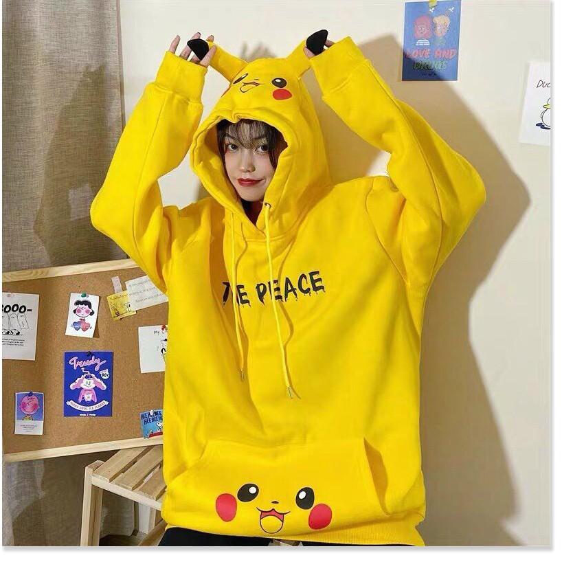 Áo hoddies pikachu form rộng có mũ cực đẹp , cute cho các bạn trẻ